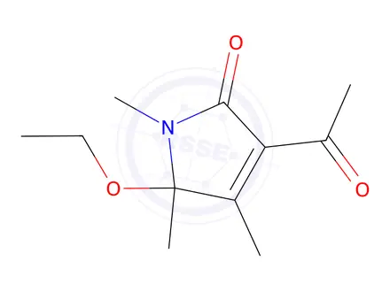 Chemical structure of 2H-Pyrrol-2-one,3-acetyl-5-ethoxy-1,5-dihydro-1,4,5-trimethyl-(9CI)