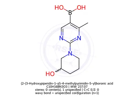 Chemical structure of (2-(3-Hydroxypiperidin-1-yl)-4-methylpyrimidin-5-yl)boronic acid