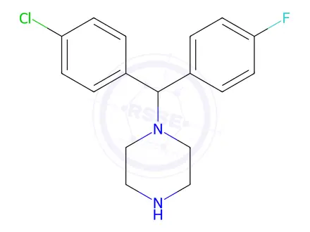 Chemical structure of 1-[(4-Chlorophenyl)(4-fluorophenyl)methyl]piperazine
