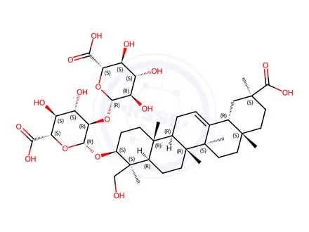 Chemical structure of Glycyrrhizic Acid Impurity 38 (Licoricesaponin J2)