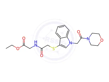 Chemical structure of ethyl 2-[[2-[1-(2-morpholin-4-yl-2-oxoethyl)indol-3-yl]sulfanylacetyl]amino]acetate