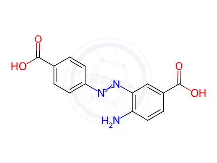 Chemical structure of 4-amino-3-[(E)-(4-carboxyphenyl)diazenyl]benzoic acid
