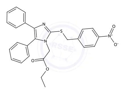 Chemical structure of Ethyl 2-(2-((4-nitrobenzyl)thio)-4,5-diphenyl-1H-imidazol-1-yl)acetate