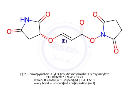 Chemical structure of (E)-2,5-dioxopyrrolidin-1-yl 3-(2,5-dioxopyrrolidin-1-yloxy)acrylate