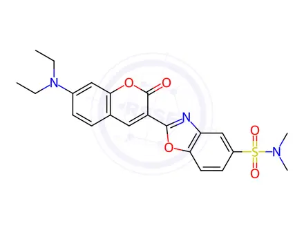 Chemical structure of 5-Benzoxazolesulfonamide, 2-7-(diethylamino)-2-oxo-2H-1-benzopyran-3-yl-N,N-dimethyl-