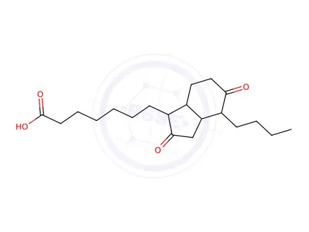 Chemical structure of (E)-7-(4-butyl-2,5-dioxooctahydro-1H-inden-1-yl)hept-5-enoic acid