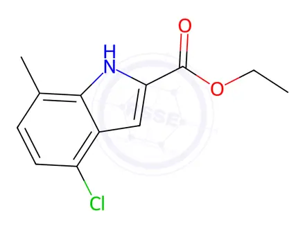 Chemical structure of ethyl4-chloro-7-methyl-1H-indole-2-carboxylate