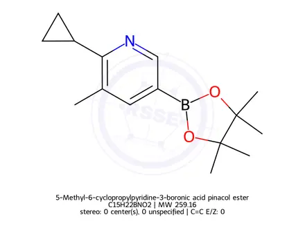 Chemical structure of 5-Methyl-6-cyclopropylpyridine-3-boronic acid pinacol ester