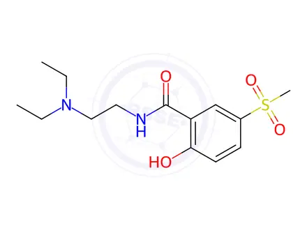 Chemical structure of N-[2-(Diethylamino)ethyl]-2-hydroxy-5-(methylsulfonyl)benzamide (Desmethyltiapride)