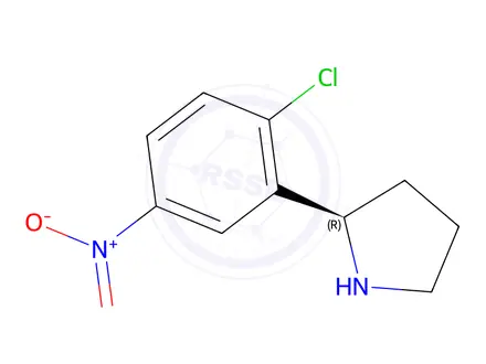 Chemical structure of (R)-2-(2-chloro-5-nitrophenyl)pyrrolidine
