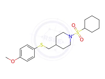 Chemical structure of 1-(Cyclohexylsulfonyl)-4-(((4-methoxyphenyl)thio)methyl)piperidine