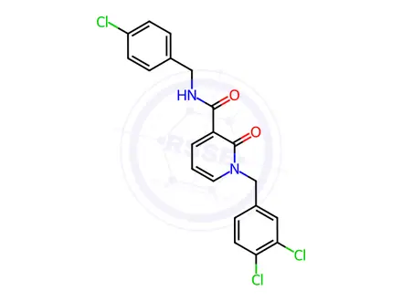 Chemical structure of N-(4-chlorobenzyl)-1-(3,4-dichlorobenzyl)-2-oxo-1,2-dihydropyridine-3-carboxamide