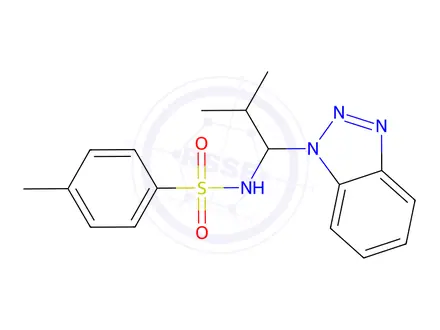 Chemical structure of N-(1-(1H-benzo[d][1,2,3]triazol-1-yl)-2-methylpropyl)-4-methylbenzenesulfonamide