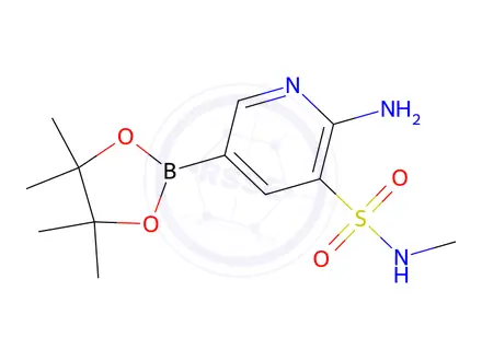 Chemical structure of 2-Amino-N-methyl-5-(4,4,5,5-tetramethyl-1,3,2-dioxaborolan-2-yl)pyridine-3-sulfonamide
