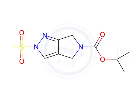 Chemical structure of tert-Butyl 2-(Methylsulfonyl)-4,6-dihydropyrrolo[3,4-c]pyrazole-5(2H)-carboxylate