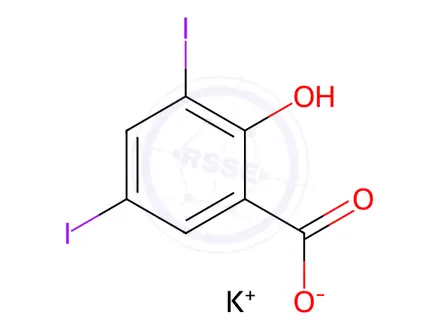 Chemical structure of Potassium 2-carboxy-4,6-diiodophenolate
