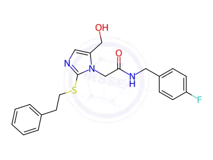 Chemical structure of N-(4-Fluorobenzyl)-2-(5-(hydroxymethyl)-2-(phenethylthio)-1H-imidazol-1-yl)acetamide