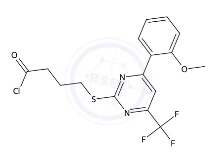 Chemical structure of 4-((4-(2-Methoxyphenyl)-6-(trifluoromethyl)pyrimidin-2-yl)thio)butanoyl chloride