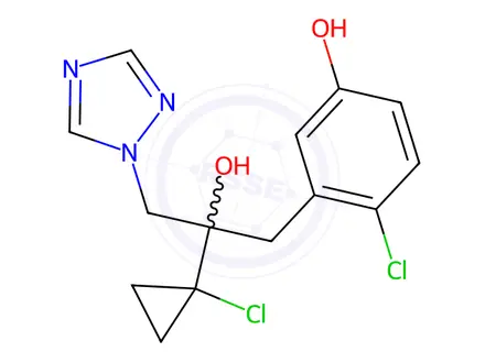 Chemical structure of 4-Chloro-3-(2-(1-chlorocyclopropyl)-2-hydroxy-3-(1H-1,2,4-triazol-1-yl)propyl)phenol