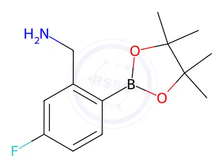 Chemical structure of (5-Fluoro-2-(4,4,5,5-tetramethyl-1,3,2-dioxaborolan-2-yl)phenyl)methanamine