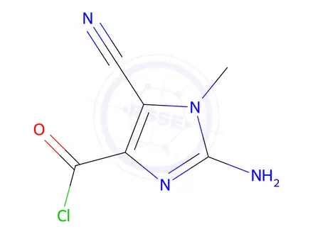 Chemical structure of 2-Amino-5-cyano-1-methyl-1H-imidazole-4-carbonyl chloride