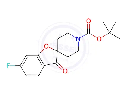 Chemical structure of Spiro[benzofuran-2(3H),4'-piperidine]-1'-carboxylic acid, 6-fluoro-3-oxo-, 1,1-dimethylethyl ester