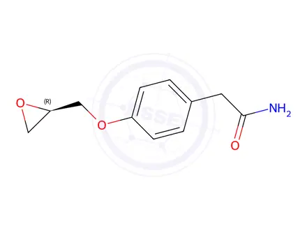 Chemical structure of (R)-2-(4-(Oxiran-2-ylmethoxy)phenyl)acetamide