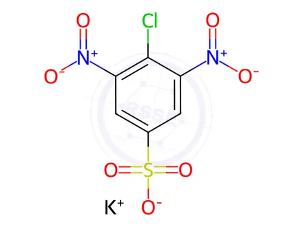 Chemical structure of potassium 4-chloro-3,5-dinitrobenzenesulphonate