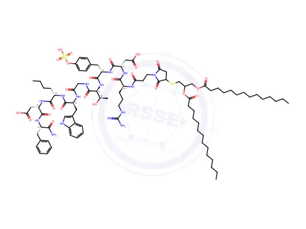 Chemical structure of dimyristoylmercaptoglycero-N(alpha)maleoyl-beta-alanyl(Thr,Nle)-CCK-9
