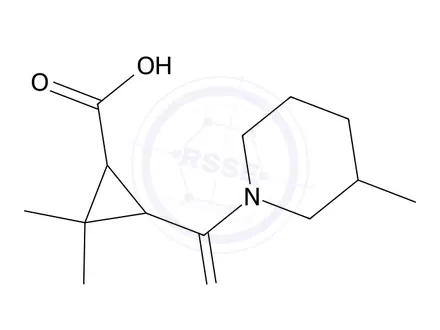 Chemical structure of 2,2-Dimethyl-3-(3-methylpiperidine-1-carbonyl)cyclopropane-1-carboxylic acid