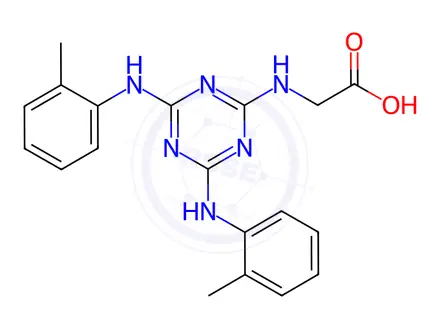 Chemical structure of Glycine, N-[4,6-bis[(2-methylphenyl)amino]-1,3,5-triazin-2-yl]-