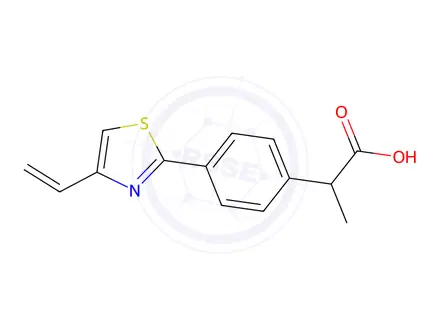 Chemical structure of α-Methyl-4-(4-ethenyl-2-thiazolyl)benzeneacetic acid