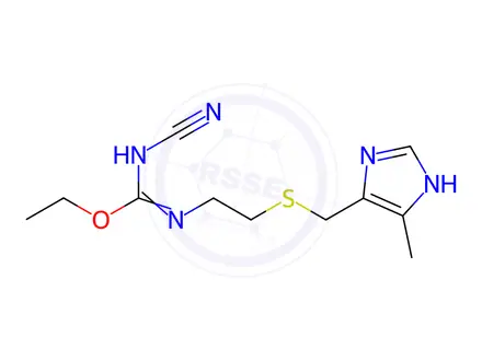 Chemical structure of 3-Cyano-2-ethyl-1-[2-[[(5-methyl-1H-imidazol-4-yl)methyl]sulphanyl]ethyl]isourea