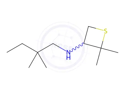 Chemical structure of N-(2,2-dimethylbutyl)-2,2-dimethylthietan-3-amine