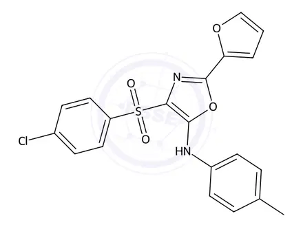 Chemical structure of 4-((4-Chlorophenyl)sulfonyl)-2-(furan-2-yl)-N-(p-tolyl)oxazol-5-amine