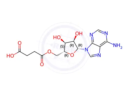 Chemical structure of 4-(((2R,3S,4R,5R)-5-(6-Amino-9H-purin-9-yl)-3,4-dihydroxytetrahydrofuran-2-yl)methoxy)-4-oxobutanoic Acid