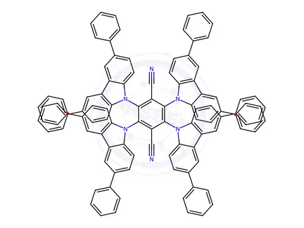 Chemical structure of 2,3,5,6-tetrakis(3,6-diphenylcarbazol-9-yl)-1,4-dicyanobenzene