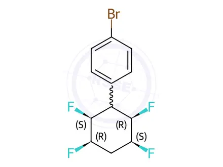 Chemical structure of benzene, 1-bromo-4-[(2S,3R,5S,6R)-2,3,5,6-tetrafluorocyclohexyl]-, rel-