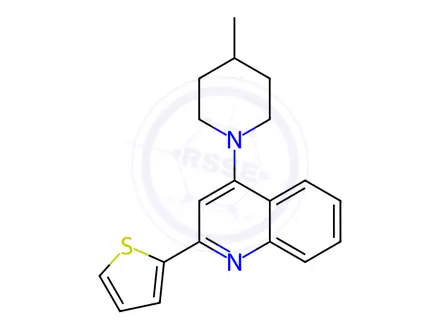 Chemical structure of 4-(4-Methylpiperidin-1-yl)-2-(thiophen-2-yl)quinoline