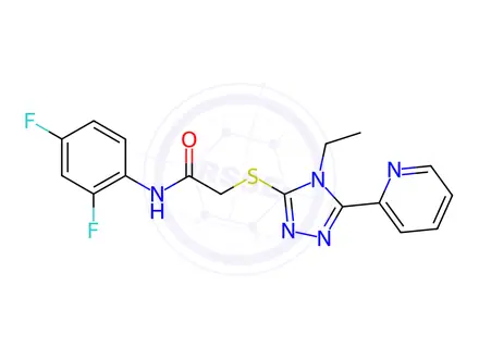 Chemical structure of N-(2,4-Difluorophenyl)-2-((4-ethyl-5-(pyridin-2-yl)-4H-1,2,4-triazol-3-yl)thio)acetamide