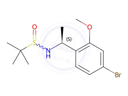 Chemical structure of N-((S)-1-(4-Bromo-2-methoxyphenyl)ethyl)-2-methylpropane-2-sulfinamide