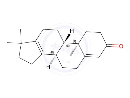 Chemical structure of 17,17-Dimethyl-18-Norandrosta-4,13-Dien-3-One