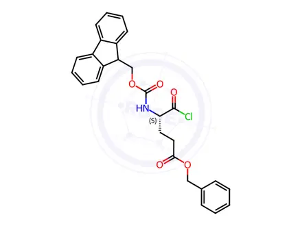 Chemical structure of Benzyl (S)-4-((((9H-fluoren-9-yl)methoxy)carbonyl)amino)-5-chloro-5-oxopentanoate
