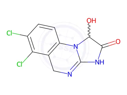 Chemical structure of 6,7-Dichloro-3,5-dihydro-1-hydroxyimidazo[1,2-a]quinazolin-2(1H)-one (Anagrelide Impurity)