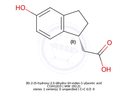 Chemical structure of (R)-2-(5-hydroxy-2,3-dihydro-1H-inden-1-yl)acetic acid