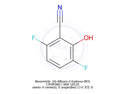 Chemical structure of Benzonitrile, 3,6-difluoro-2-hydroxy-(9CI)
