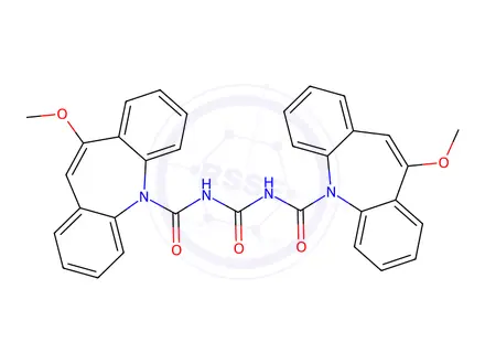 Chemical structure of N,N'-carbonylbis(10-methoxy-5H-dibenzo[b,f]azepine-5-carboxamide)