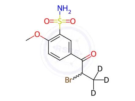Chemical structure of 2-Bromo-1-(4’-methoxy-3’-sulfonamidophenyl)-1-propanone-methyl-d3
