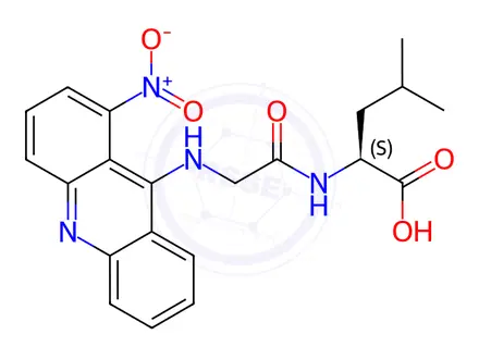 Chemical structure of (S)-4-Methyl-2-(2-((1-nitroacridin-9-yl)amino)acetamido)pentanoic acid