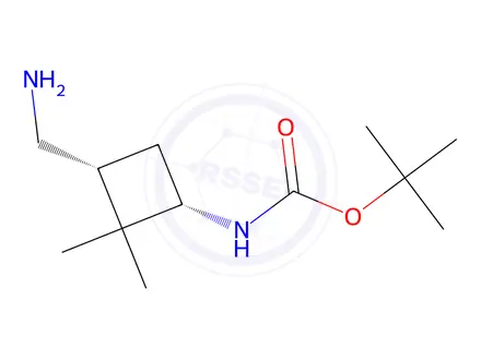 Chemical structure of Tert-butyl ((1S,3R)-3-(aminomethyl)-2,2-dimethylcyclobutyl)carbamate